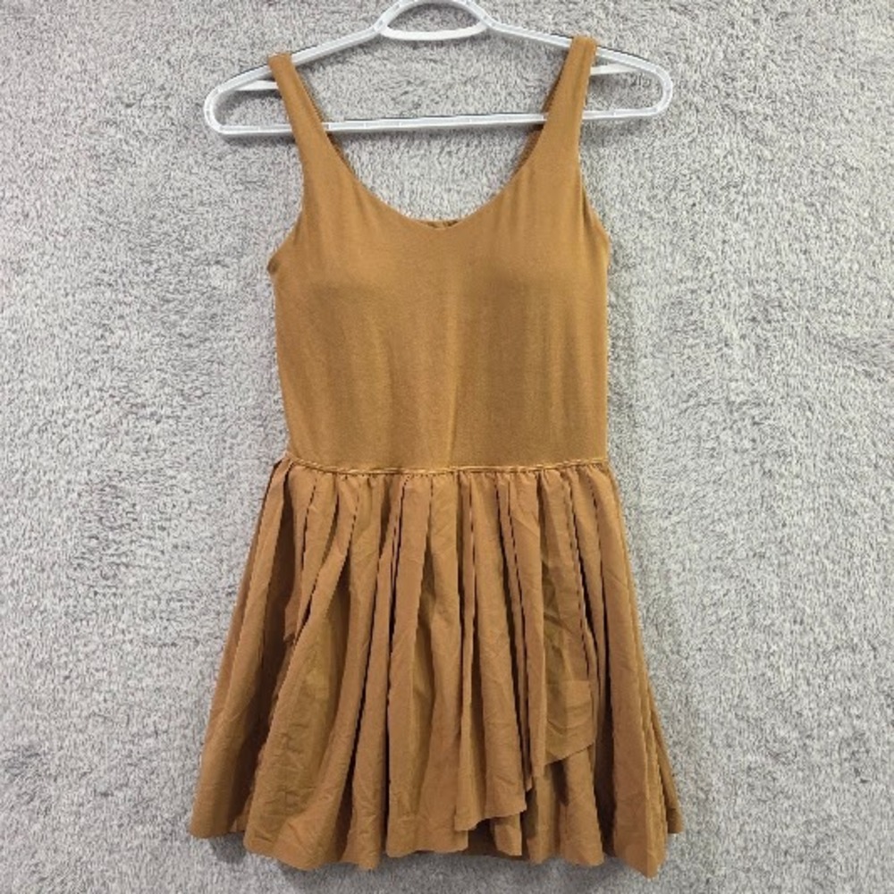 OFFLINE by Aerie Exercise Dress Women's Small Tan Ruffle Built-in Shorts Pockets